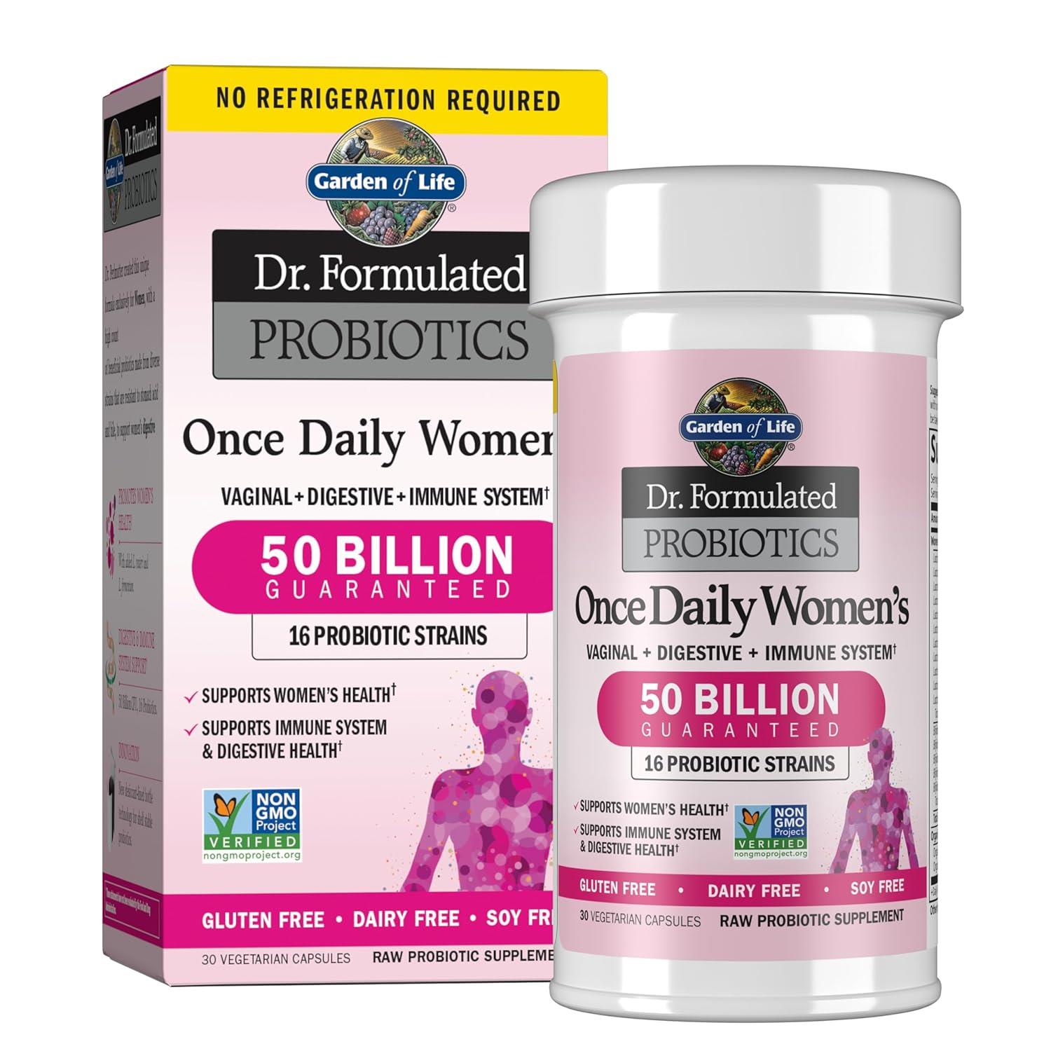 Garden of Life Probiotic Supplement for Women - Dr. Formulated Once Daily Womens for Digestive Health, Shelf Stable, 30 Count Capsules